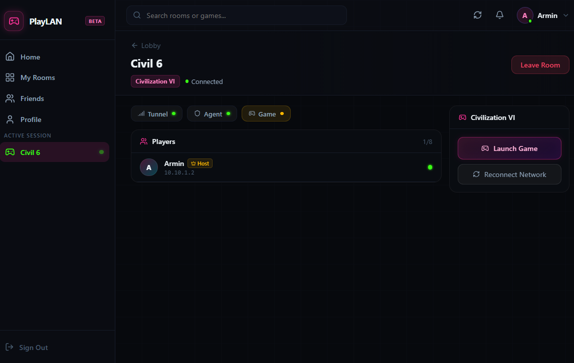 PlayLAN client in game